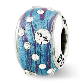 Reflection Beads Sterling Silver Blue Molded with Swarovski Elements Bead
