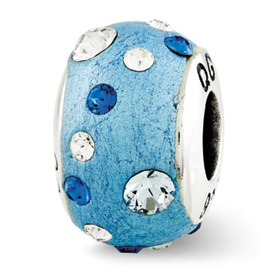 Reflection Beads Sterling Silver Blue Molded and Swarovski Elements Bead