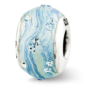 Reflection Beads Sterling Silver Blue Molded and Swarovski Elements Bead