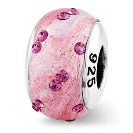 Reflection Beads Sterling Silver Pink Molded and Swarovski Elements Bead