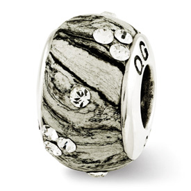 Reflection Beads Sterling Silver Grey Molded with Swarovski Elements Bead