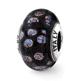 Reflection Beads Sterling Silver Purple Dots Glass Bead