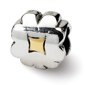Reflection Beads Sterling Silver & 14k Yellow Gold Clover Bead