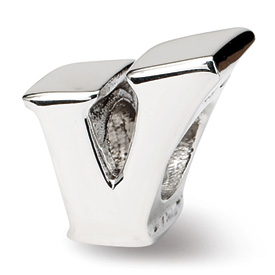 Reflection Beads Sterling Silver Letter V Bead