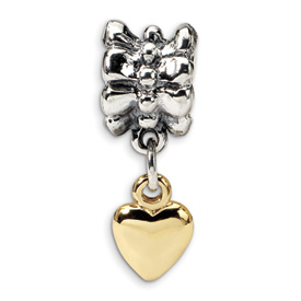 Reflection Beads Sterling Silver & 14k Yellow Gold Heart Dangle Bead
