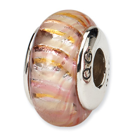 Reflection Beads Sterling Silver Pink Hand-blown Glass Bead