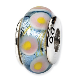 Reflection Beads Sterling Silver Pink/Blue Hand-blown Glass Bead