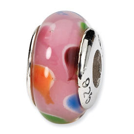 Reflection Beads Sterling Silver Pink/Blue Hand-blown Glass Bead