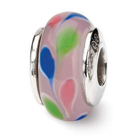 Reflection Beads Sterling Silver Multi Hand-blown Glass Bead