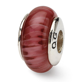 Reflection Beads Sterling Silver Red Hand-blown Glass Bead