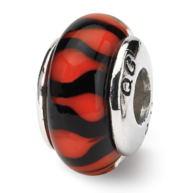 Reflection Beads Sterling Silver Red/Black Hand-blown Glass Bead
