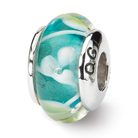 Reflection Beads Sterling Silver Blue/Yellow Hand-blown Glass Bead