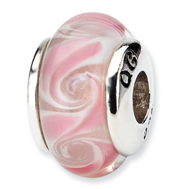Reflection Beads Sterling Silver Kids Pale Pink Hand-blown Glass Bead