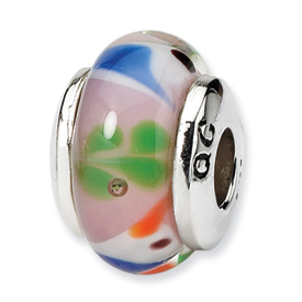 Reflection Beads Sterling Silver Kids Pink Bird Mur.Glass Bead