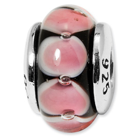 Reflection Beads Sterling Silver Kids Red Hand-blown Glass Bead