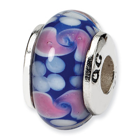 Reflection Beads Sterling Silver Kids Blue Hand-blown Glass Bead
