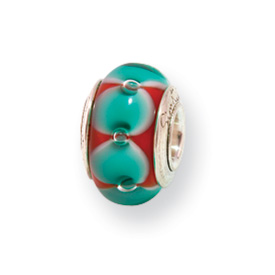 Reflection Beads Sterling Silver Kids Blue Hand-blown Glass Bead