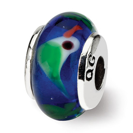 Reflection Beads Sterling Silver Kids Blue Bird Mur.Glass Bead