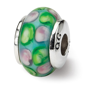 Reflection Beads Sterling Silver Kids Blue Hand-blown Glass Bead