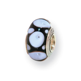 Reflection Beads Sterling Silver Kids Blue Hand-blown Glass Bead