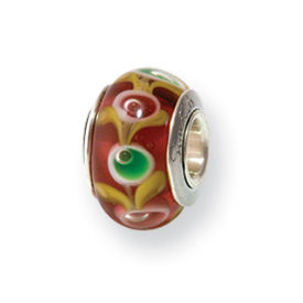 Reflection Beads Sterling Silver Kids Brown Hand-blown Glass Bead