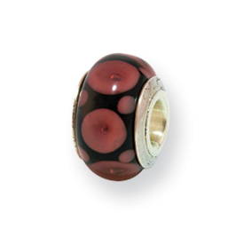 Reflection Beads Sterling Silver Kids Brown Hand-blown Glass Bead