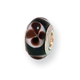 Reflection Beads Sterling Silver Kids Black Hand-blown Glass Bead