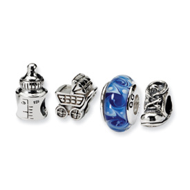 Reflection Beads Sterling Silver  Baby Boy Boxed Bead Set
