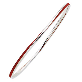 Stackable Expressions Sterling Silver Light Twisted Red Enameled Slip-On Bangle Bracelet