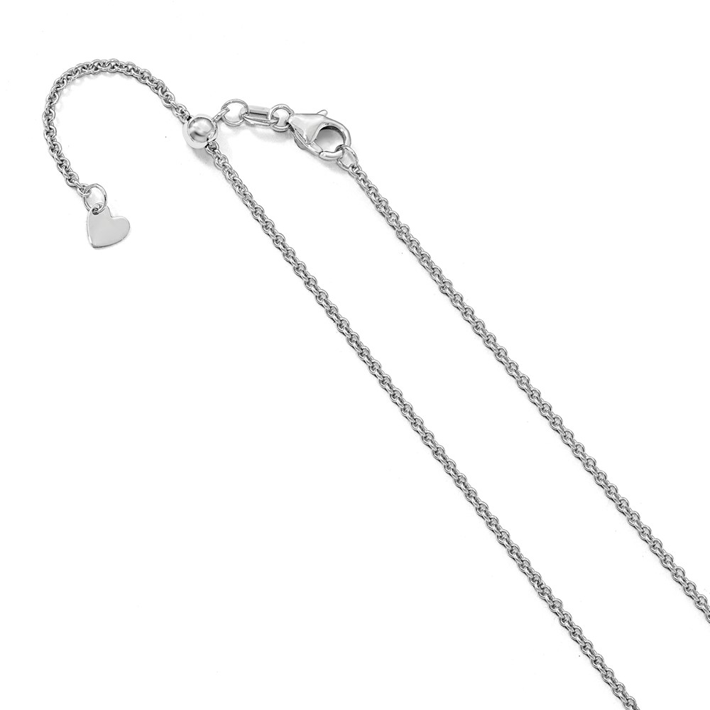 14k White Gold 1.6 mm Adjustable Round Cable Chain Necklace 22 to 30