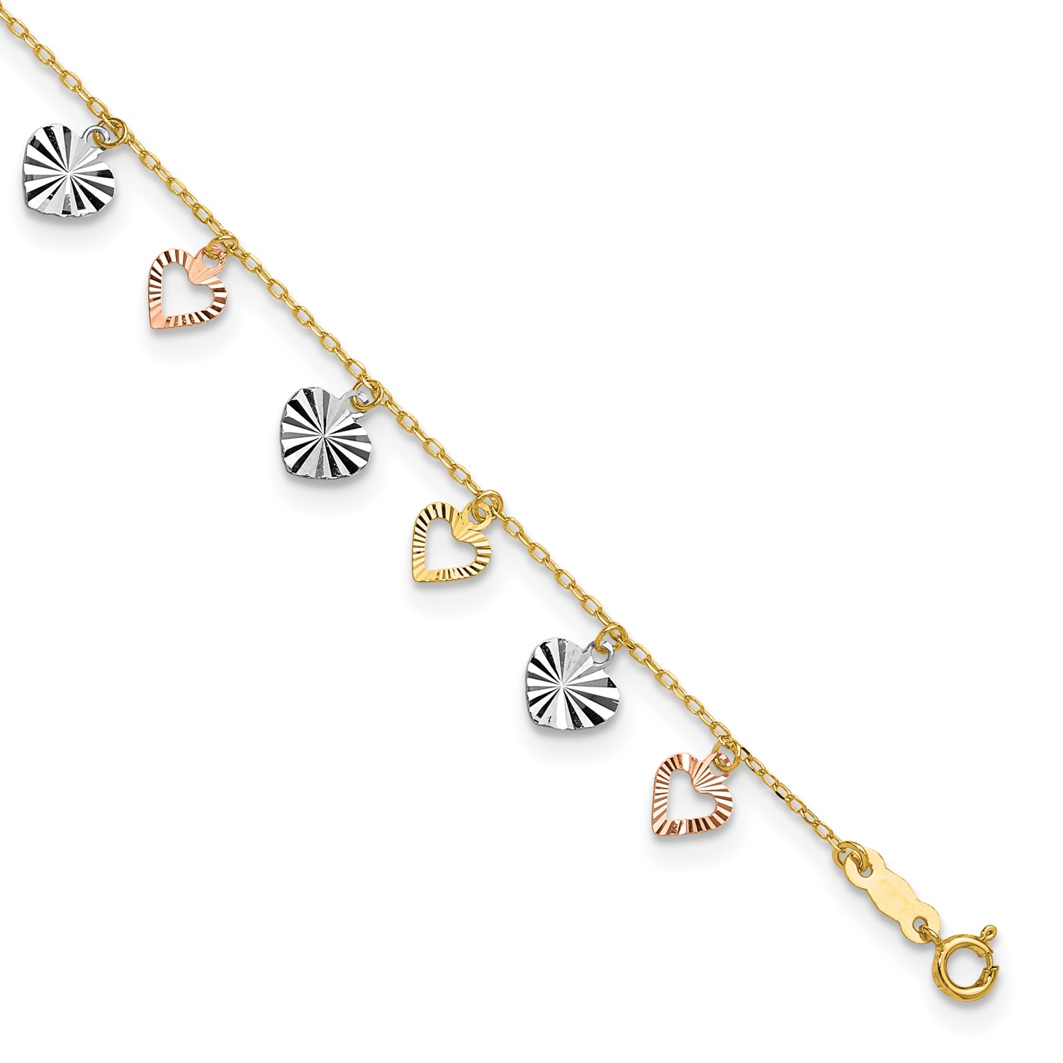 14k heart anklet