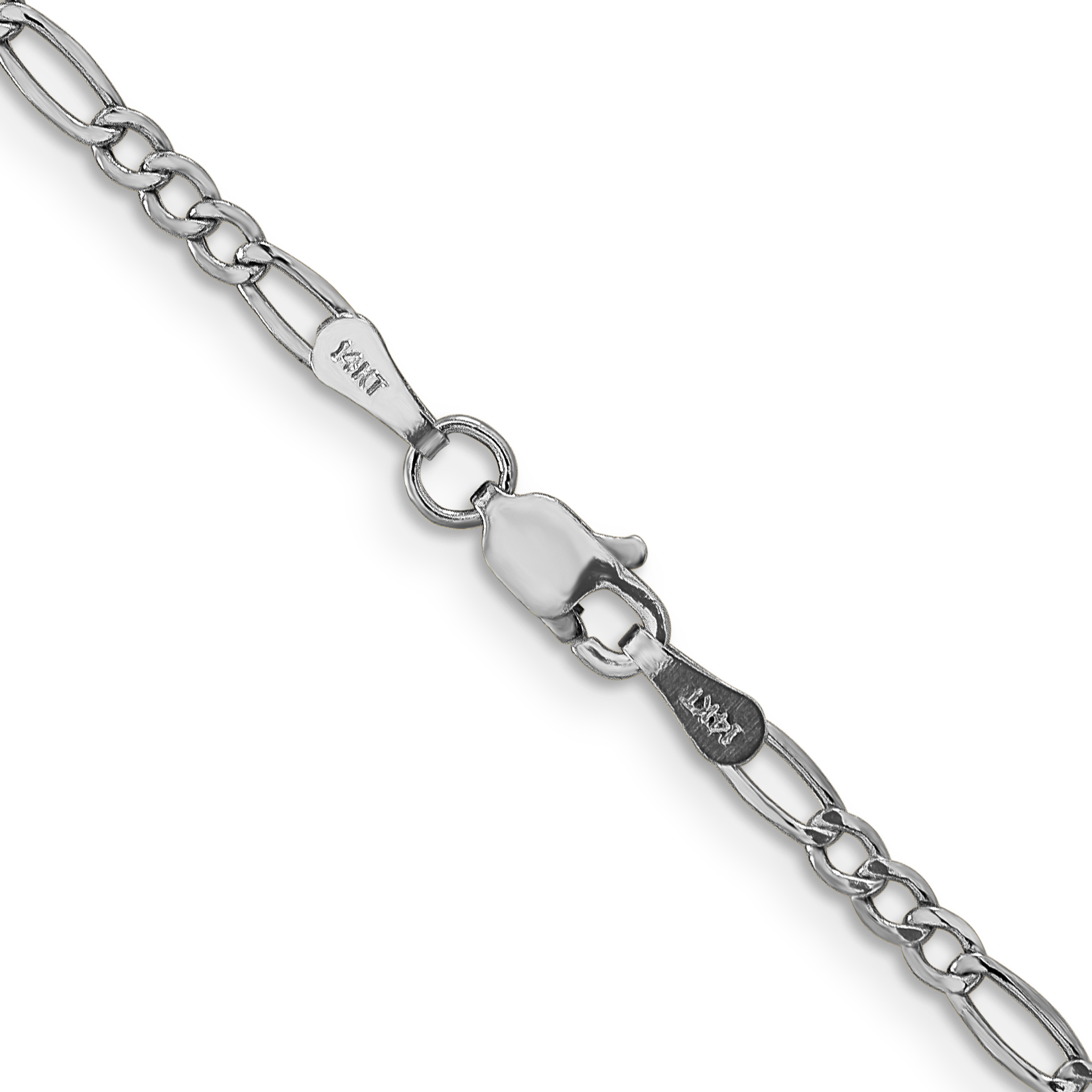 14k White Gold 3.5mm Figaro Chain Necklace - with Secure Lobster