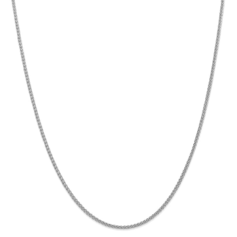 14k White Gold 2mm Thickness Spiga Wheat Chain 16inch Necklace (3.13