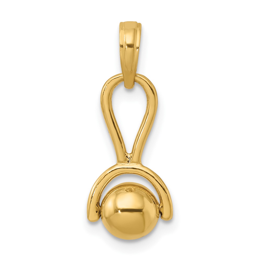 14K Yellow Gold 3D Baby Rattle with Moveable Ball Pendant eBay