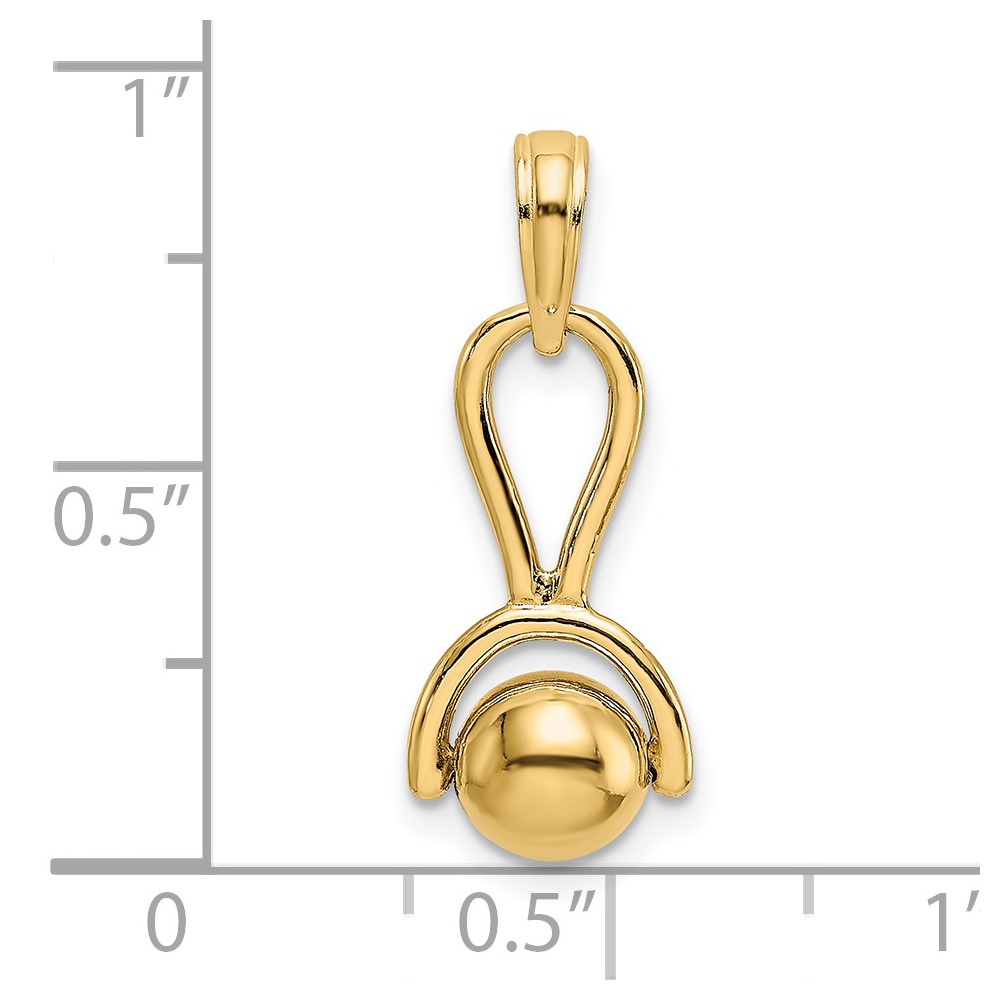 14K Yellow Gold 3D Baby Rattle with Moveable Ball Pendant eBay