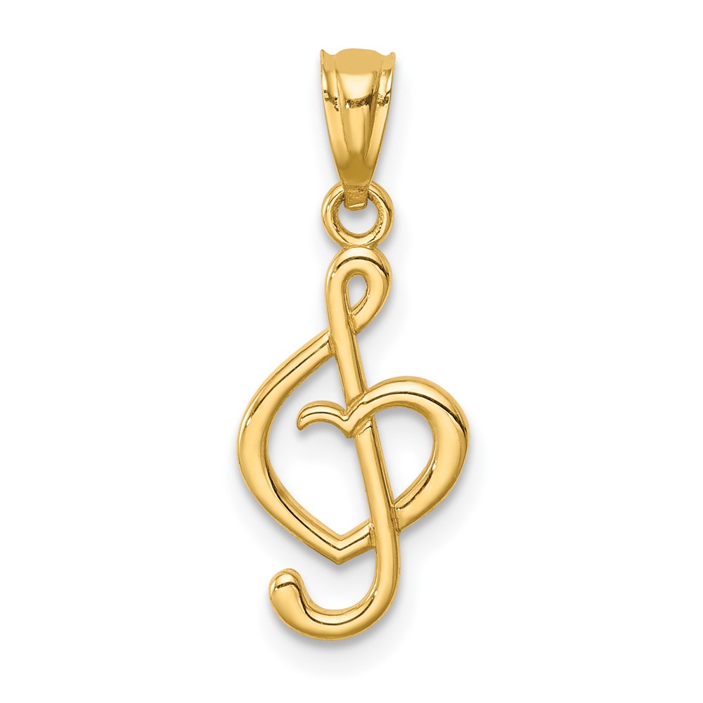 14K Yellow Gold Music Note with Heart Pendant eBay