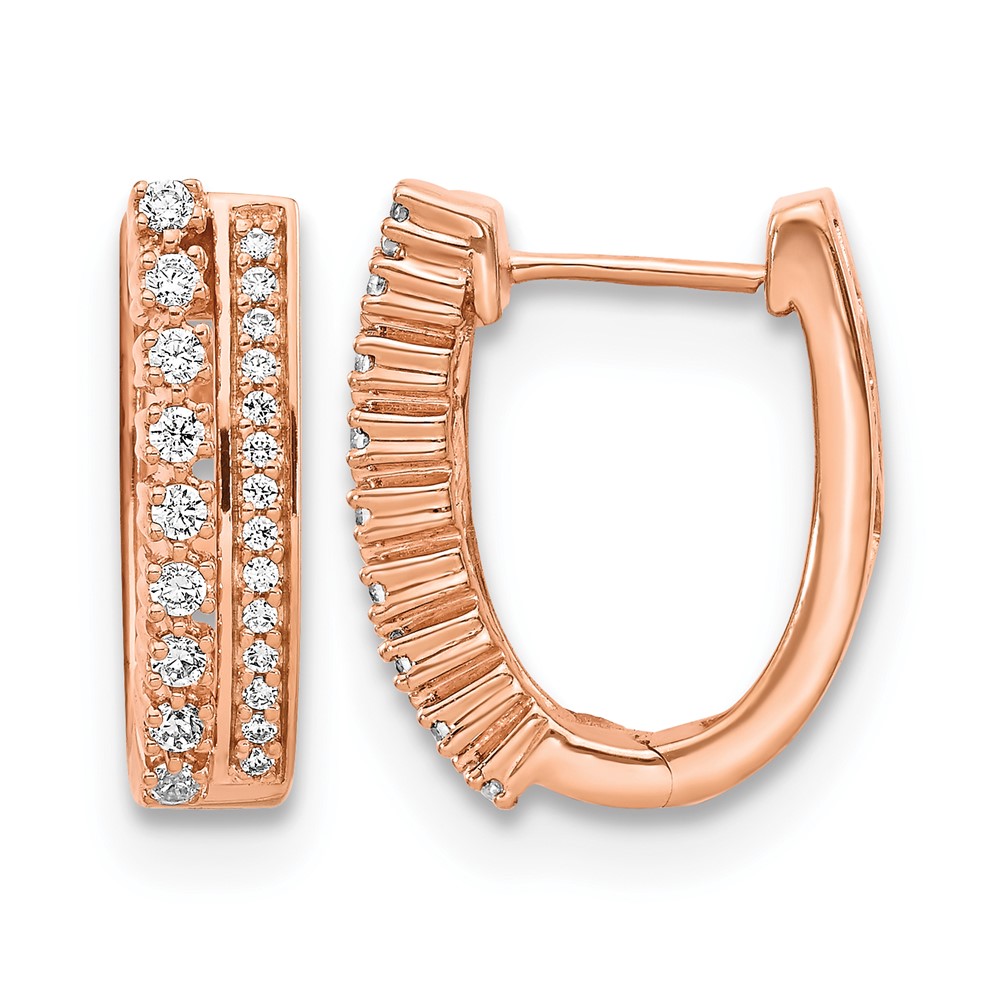 14k Rose Gold Diamond Fancy Hoop Earrings EM3884050RA eBay