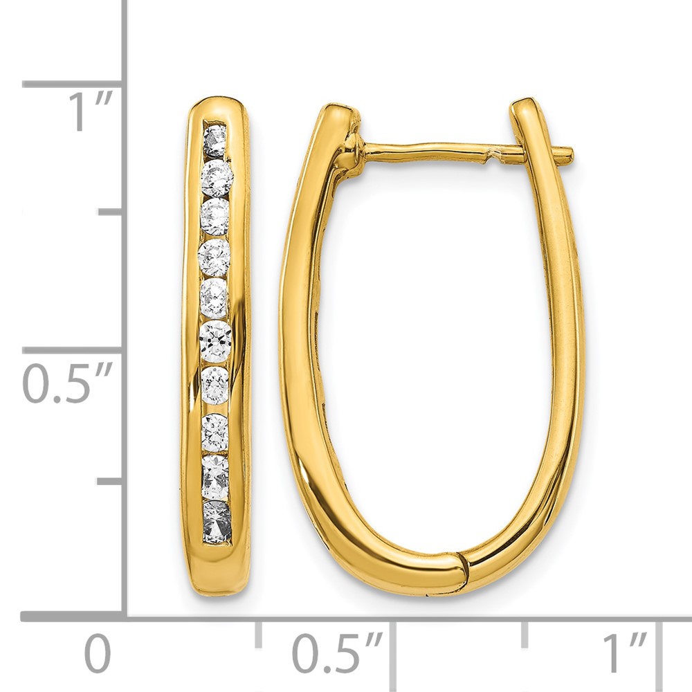 14K Yellow Gold Diamond Oval Hoop Earrings EM5371075YA 886774124940