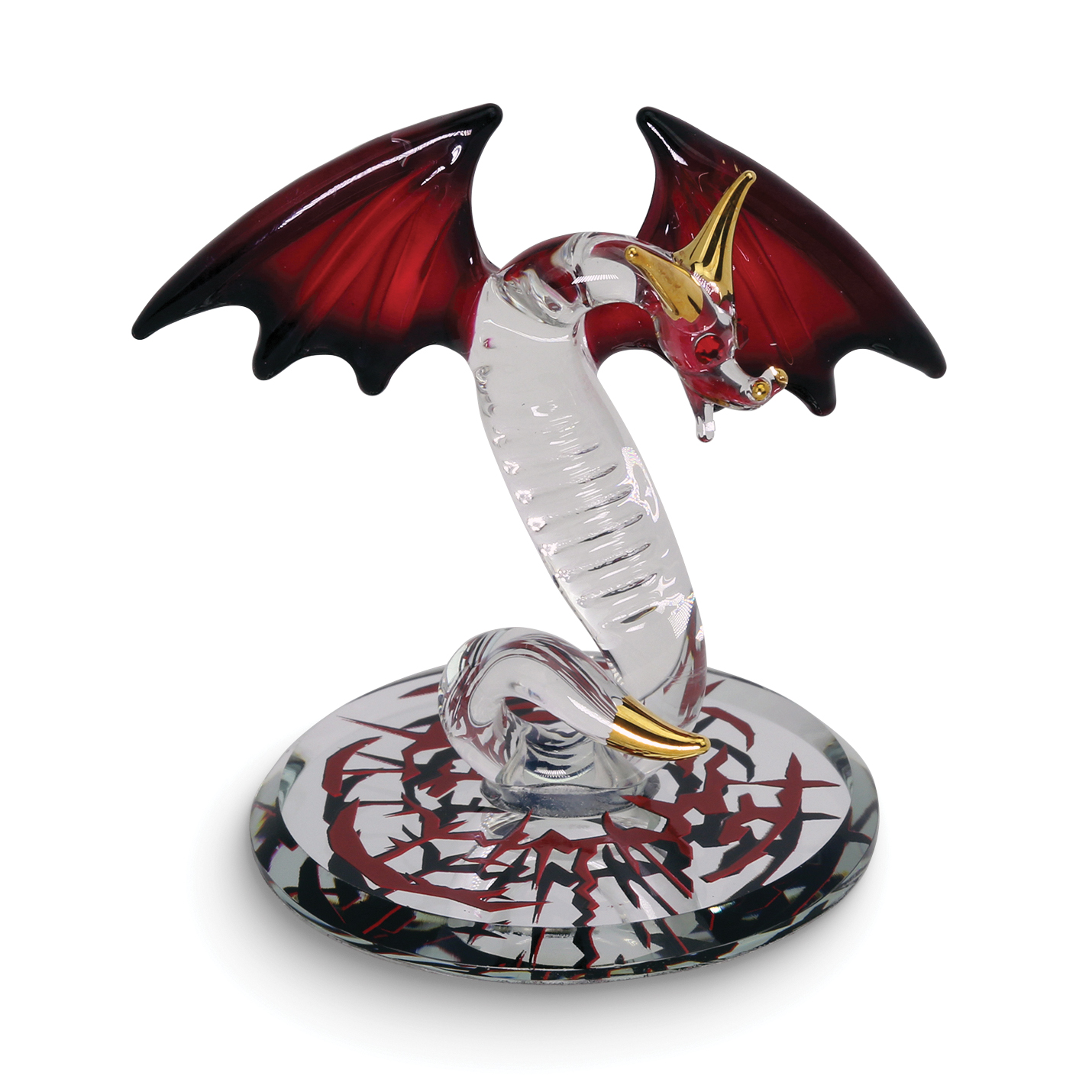 高質で安価 Glass Figurine Glass Dragon Magic Black Handcrafted Baron その他