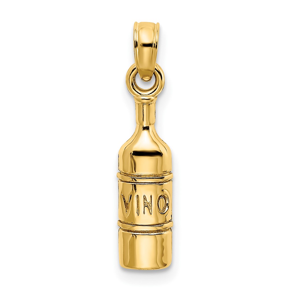 14K Yellow Gold 2D Wine Bottle Pendant 637218180615 eBay