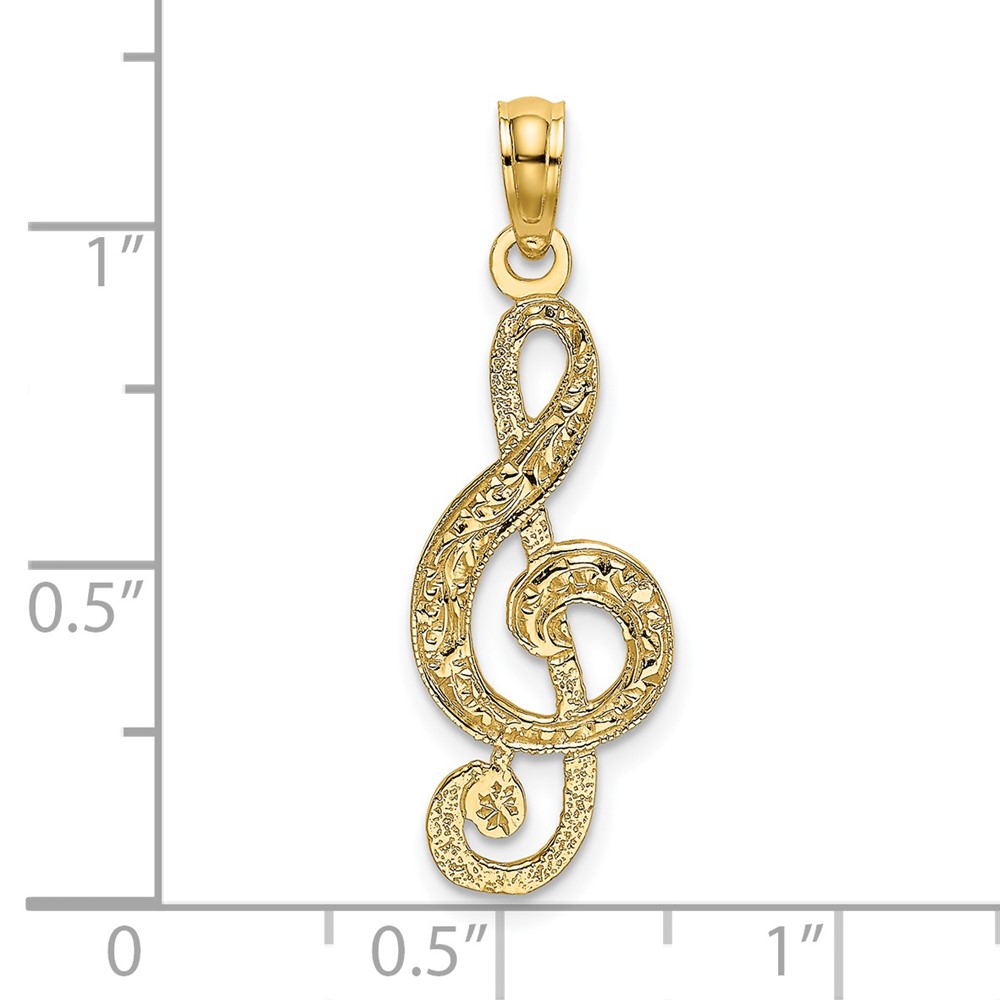 14K Yellow Gold Music Clef Note Pendant 637218014583 eBay