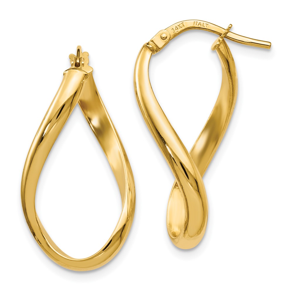 14k Yellow Gold 270mm Polish Oval Twisted Hinged Hoop Earrings 09inx04in Ebay 2085