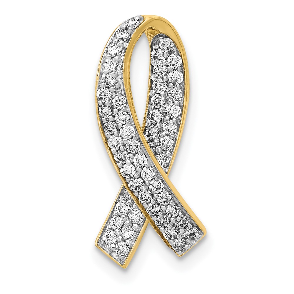 14K Yellow Gold Diamond Breast Cancer Awareness Pendant | eBay