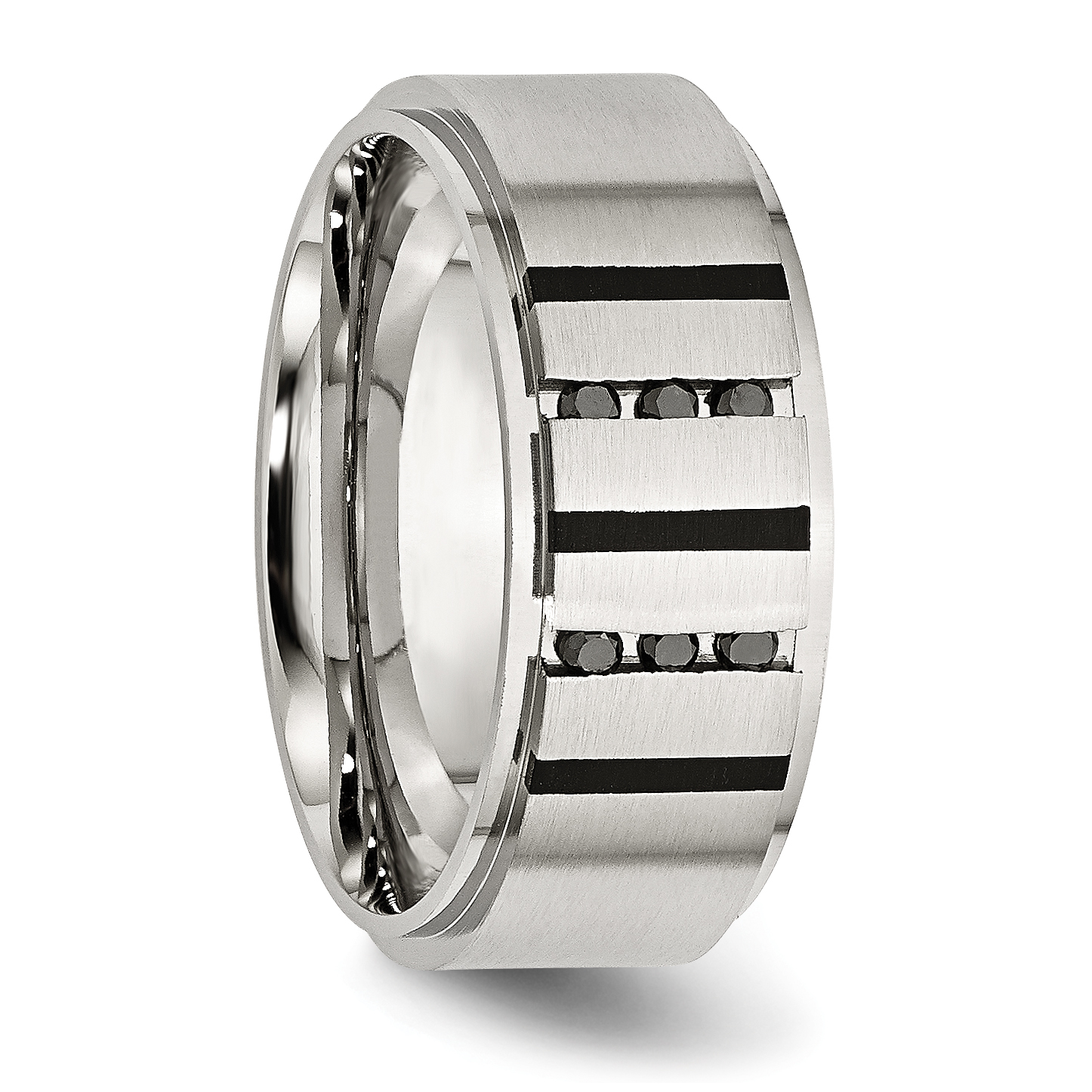Stainless Steel Black IP-plted/Black Diamonds 9mm Brushed ...