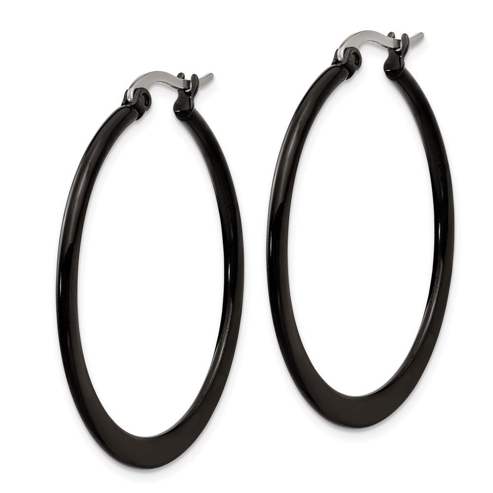 Stainless Steel Black Plated 34mm Hoop Earrings | eBay Black Stainless Steel Hoop Earrings