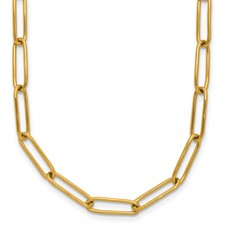 Stainless Steel Polished Yellow IP Paperclip 15in w/2in ext. Necklace Stainless Steel Polished Yellow IP Paperclip 15in w/2in ext. Necklace