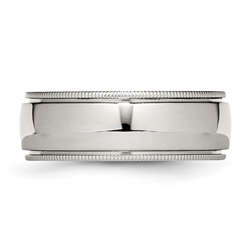 Chisel Stainless Steel Grooved and Beaded 8mm Polished Band Chisel