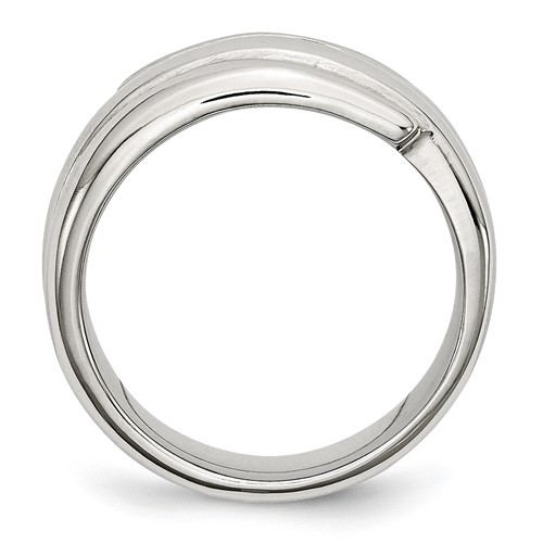 Chisel Stainless Steel CZ Ladies Ring Chisel Jewelry Contemporary
