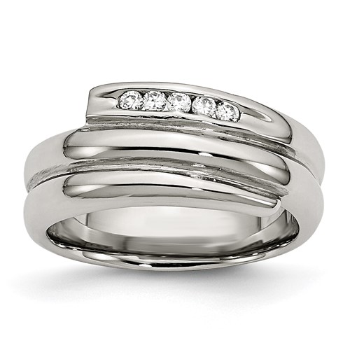 Chisel Stainless Steel CZ Ladies Ring Chisel Jewelry Contemporary Jewelry for Men & Women