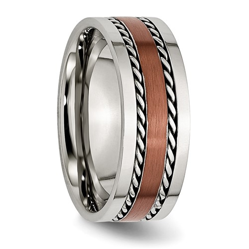 Chisel Stainless Steel Chocolate IP Plated 8mm Polished Band Chisel